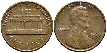 США 1 ЦЕНТ 1979 ЛИНКОЛЬН KM 201 медь цинк 4396-446