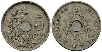 Бельгия 5 сантимов 1926 Belgique KM 66 медно-никель 4173-554
