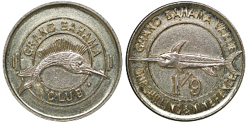 Багамские острова 1 шиллинг и 9 пенни ND Жетоны гранд Багамы клуб никель 00-00