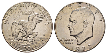 США 1 доллар 1973 D, Президент Эйзенхауэр, лунный орел, редкий год KM 203 медь плакированная медно-никлем UNC 413-1824