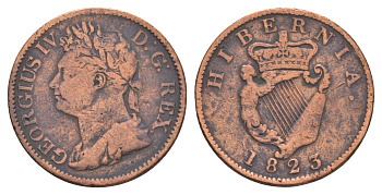 Ирландия 1/2 пенни 1823 Георг IV (1820-1830) KM 150 медь 1518-1633