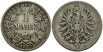Германия 1 марка 1875 E KM 7 серебро 4172-356