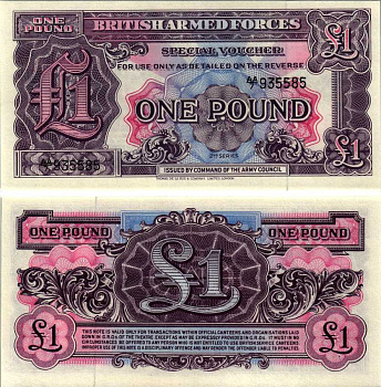 АНГЛИЯ 1 ФУНТ 1948 ДЛЯ ВООРУЖЕННЫХ СИЛ, СЕРИЯ 2 Pick M22a бумага UNC (ПРЕСС) 7183-30-3-1