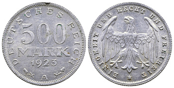 ГЕРМАНИЯ 500 МАРОК 1923 А KM 36, J. 305 алюминий 4380-633