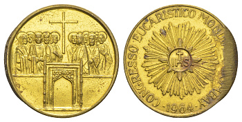 Индия медаль Бомбейского Всемирного Евхаристического Конгресса 1964 диаметр 31,5 мм, вес 11,4 гр латунь 4645-1045