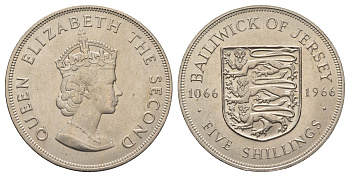 Джерси 5 шиллингов 1966 900 лет битве при Гастингсе, в запайке, тираж 30.000 экземпляров KM 28 медно-никель BU 74-1123