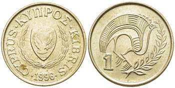КИПР 1 ЦЕНТ 1996 ПТИЧКА KM 53.3 никель латунь 116-633