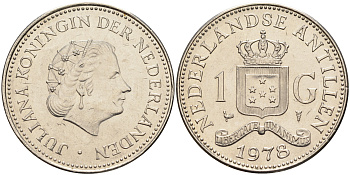 Нидерландские Антилы 1 гульден 1978 Юлиана (1948-1980) KM 12 никель 4141-1256