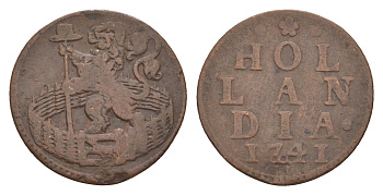 Нидерланды, Голландская Республика, Голландия 1 дуит 1741 KM 80 медь 4651-1069