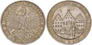 Франкфурт 1 талер 1863 Ассамблея Принцев KM 372, AKS 45, Jaeger 52, Thun 147, Kahnt 172, Davenport 654 серебро 00-901-40