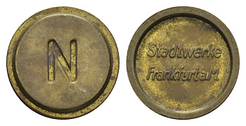 Германия, Франкфурт жетон коммунальных услуг ND диаметр 20 мм, вес 2,7 гр латунь 4396-932