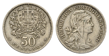Португалия 50 сентаво 1929 KM 577 никель латунь 4121-151