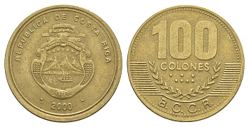 Коста-Рика 100 колонов 2000 KM 240 алюминиевая бронза 4631-611