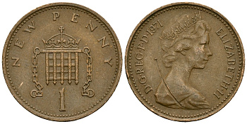 Великобритания 1 пенни 1971 Елизавета II (1952-2022) KM 915, Spink 4237 (B1) бронза 4167-1215