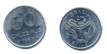 БРАЗИЛИЯ 50 КРУЙЗЕЙРО 1983 KM 594.1 сталь aUNC 51-4811