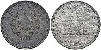 Албания 5 леков 1957 KM 38 цинк UNC 4367-641