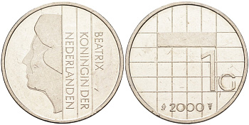Нидерланды 1 гульден 2000 Беатрикс (1980-2013) KM 205 никель 4171-144