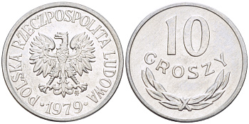 ПОЛЬША 10 ГРОШЕЙ 1979 MW KM AA47, Parchimowicz 206s алюминий UNC 4181-1137