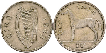 Ирландия 1/2 кроны 1962 лошадь KM 16а медно-никель 88-624