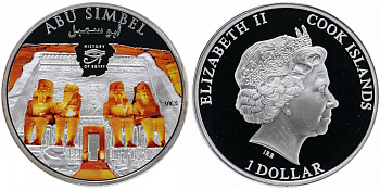 Острова Кука 1 доллар 2012 История Египта, Абу-Симбел KM 1449 медно-никель  PROOF  M80-06