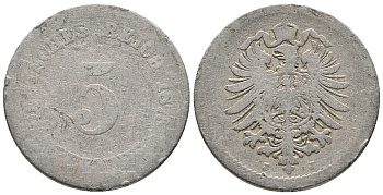ГЕРМАНИЯ 5 ПФЕННИГОВ 1875 J, СТАРОГЕРБОВКА KM 3, J. 3 медно-никель 39-354