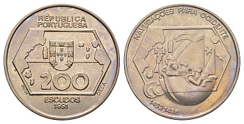 Португалия 200 эскудо 1991 Христофор Колумб в Португалии KM 658 медно-никель UNC 4677-921