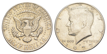 США 1/2 доллара (50 центов) 1977 D, Джон Кеннеди KM A202b медь плакированная медно-никелем aUNC 4536-1123