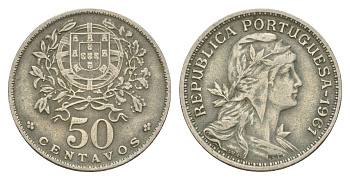Португалия 50 сентаво 1961 KM 577 никель латунь 4651-756