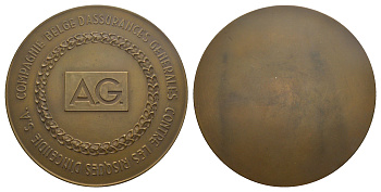 Бельгия медаль "компания генерального страхования от пожарных рисков SA" XX век диаметр 100 мм, вес 258,1 гр Landi 17 бронза 3-5-3-21