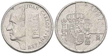 Испания 1 песета 1997 Хуан Карлос I KM 832 алюминий 4567-734