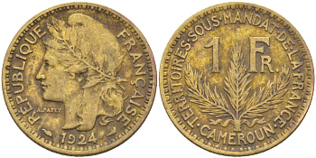 Французский Камерун 1 франк 1924 (а), монетный двор Париж KM 2 алюминиевая бронза 25-2112
