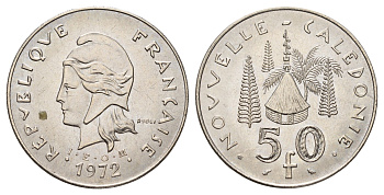 Новая Каледония 50 франков 1972 KM 13 никель UNC 4672-916