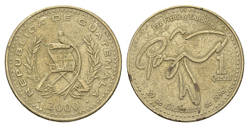 Гватемала 1 кетсаль 2000 KM 284 никель латунь 4663-826