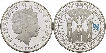 Великобритания 5 фунтов 2012 Елизавета II (1952-2022), XXX Летние Олимпийские игры 2012 в Лондоне, победители UC 392,?Spink LO36 серебро PROOF 1077-1-62