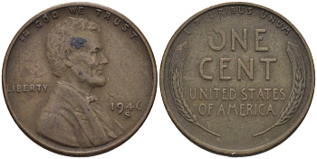США 1 ЦЕНТ 1946 S, ЛИНКОЛЬН KM А132 медь цинк 26-946