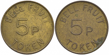 АНГЛИЯ 5 ПЕНСОВ ND ИГРОВОЙ ЖЕТОН BELL-FRUIT, ТОКЕН желтый металл 73-1417