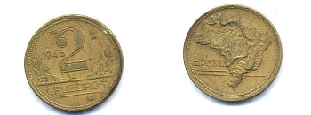 БРАЗИЛИЯ 2 КРУЗЕЙРО 1946 KM 559 алюминевая бронза 76-947