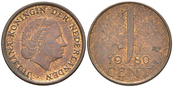 Нидерланды 1 цент 1980 Юлиана (1949-1980) KM 180 бронза 3457-1058