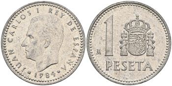 Испания 1 песета 1984 Хуан Карлос I (1975-2014) KM 821 алюминий 4155-456