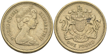 Великобритания 1 фунт 1983 Елизавета II (1952-2022) KM 933, Spink 4221 никель латунь 88-136