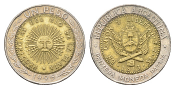 Аргентина 1 песо 1995 KM 112 биметалл 4663-636