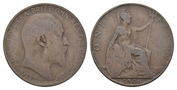 Великобритания 1 пенни 1906 Эдуард VII (1901-1910) KM 794.2, Spink 3990 бронза 4661-513