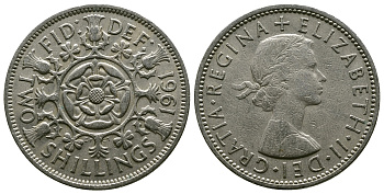 Великобритания 2 шиллинга (флорин) 1961 Елизавета II (1952-2022) KM 906, Spink 4146 медно-никель 4382-234