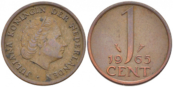 Нидерланды 1 цент 1965 Юлиана (1948-1980) КМ 180 бронза 3457-1024