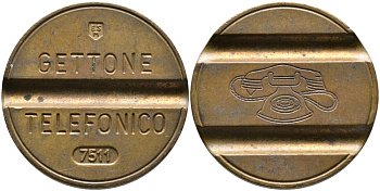 ИТАЛИЯ ТЕЛЕФОННЫЙ ЖЕТОН № 7511, ДИАМЕТР 24,5 ММ. латунь 65-1045