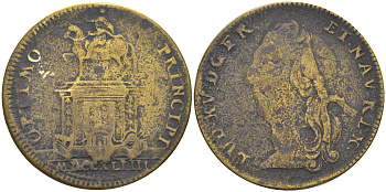 ФРАНЦИЯ МЕДАЛЬ 1744 ПАМЯТНИК ЛУИ XV латунь 106-321