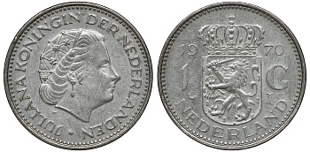 Нидерланды 1 гульден 1970 Юлиана (1948-1980) KM 184а никель 72-1737