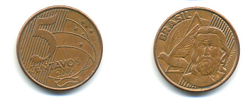 БРАЗИЛИЯ 5 СЕНТАВО 2006 KM 648 сталь плакированная медью 3999-1312