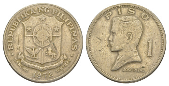 Филиппины 1 писо 1972 Хосе Рицаль KM 203 медь цинк никель 4645-721