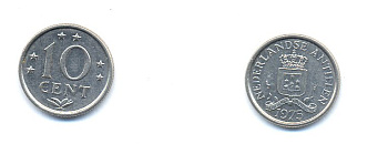 Нидерландские Антилы 10 центов 1975 Юлиана (1948-1980) KM 10 никель 4379-853